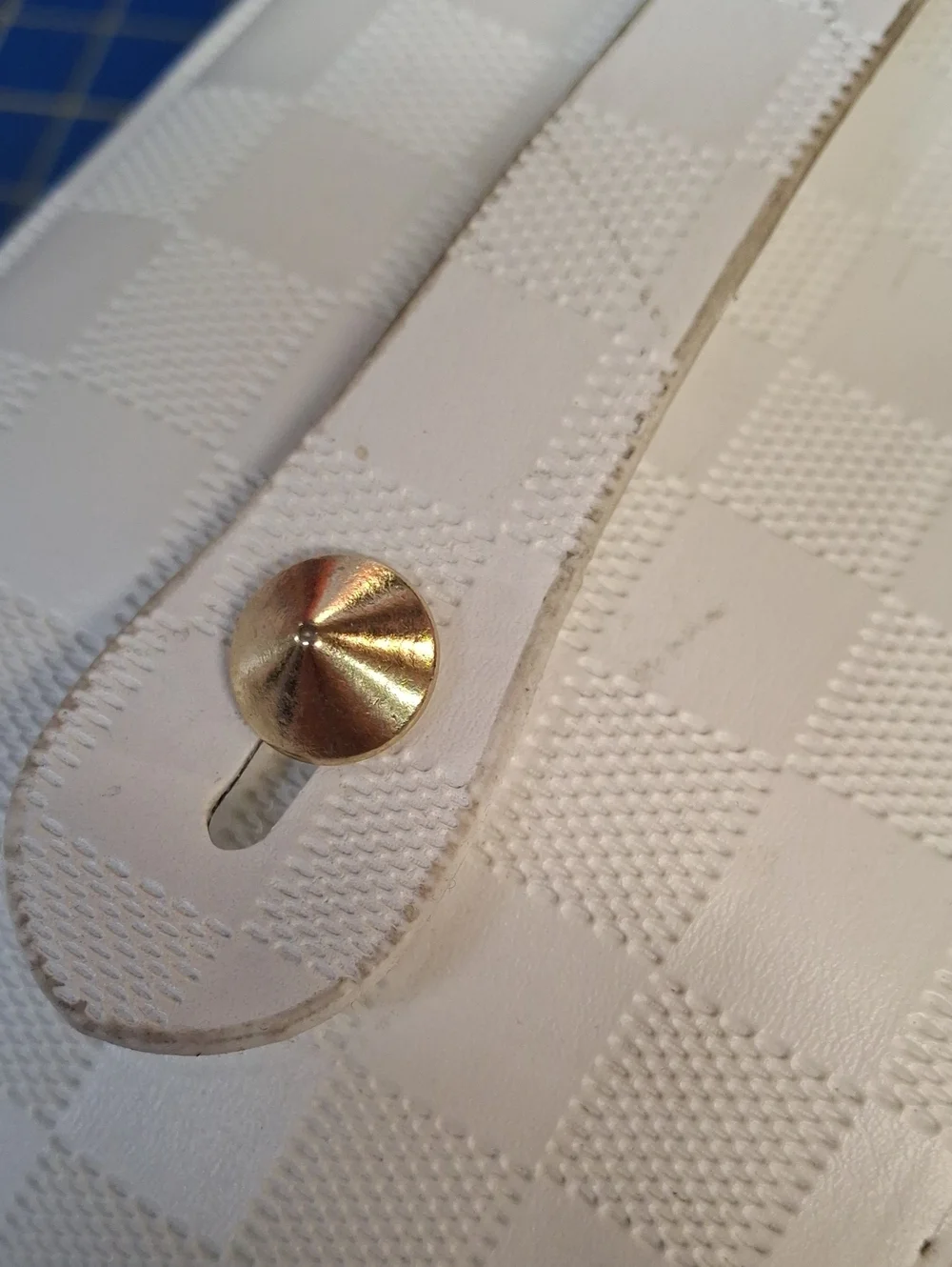 White Quilted Cosmetic Train Case Gold Hardware 9x5x5